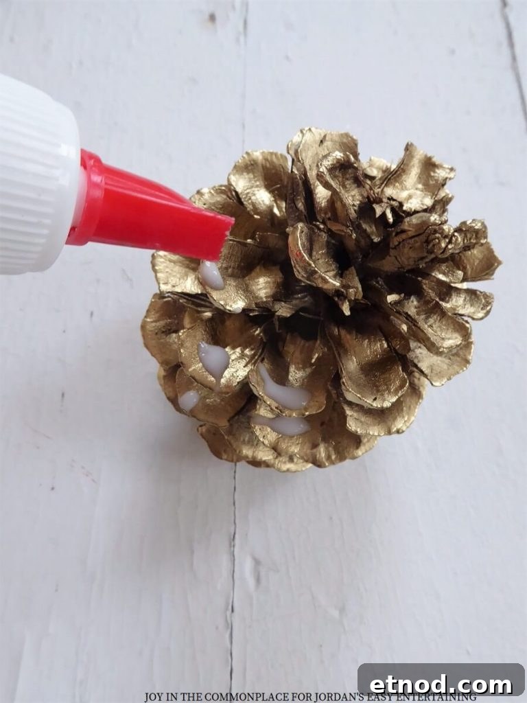 DIY Snow Covered Pine Cone Ornament