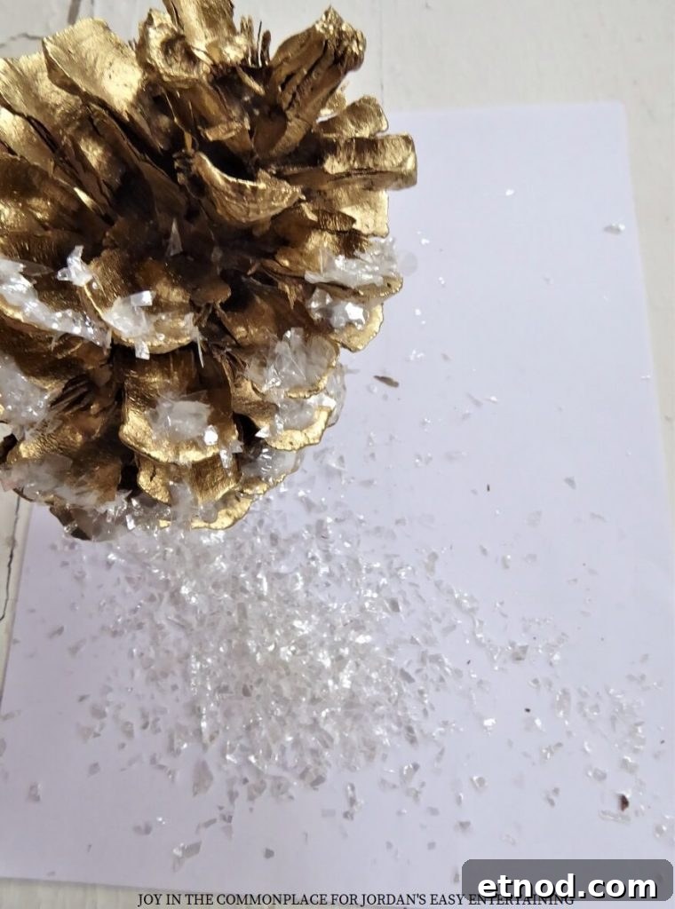 DIY Snow Covered Pine Cone Ornament