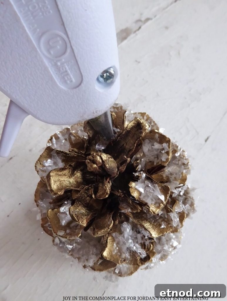 DIY Snow Covered Pine Cone Ornament