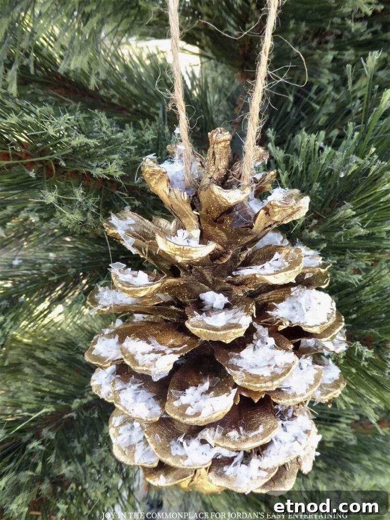 DIY Snow Covered Pine Cone Ornament