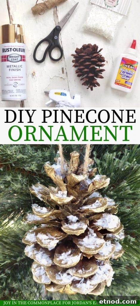 DIY Snow Covered Pine Cone Ornament