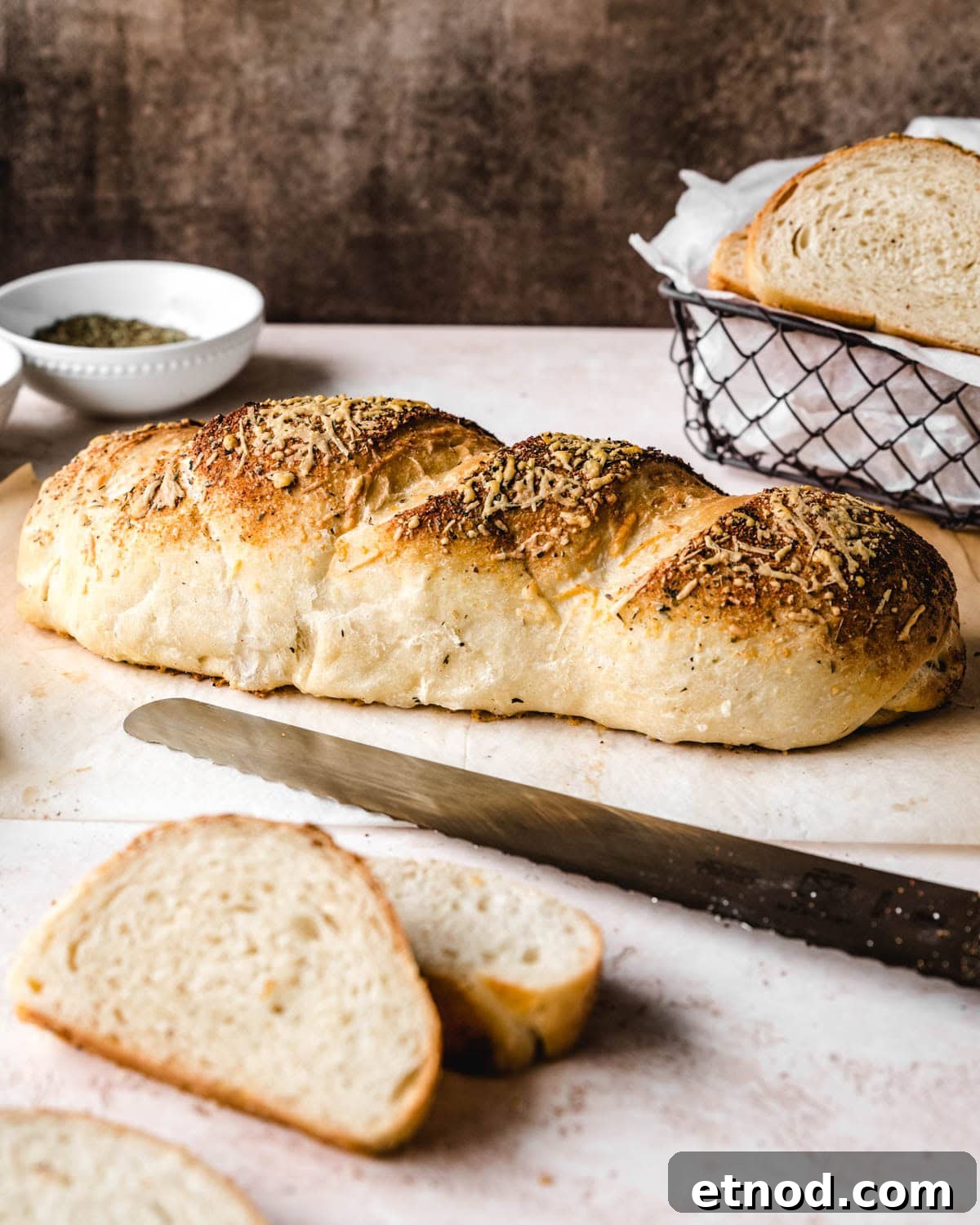 Crusty Italian Herb Cheese Bread — Same-Day or Overnight Recipe 3 This recipe for Italian herb cheese bread makes two loaves of bread.