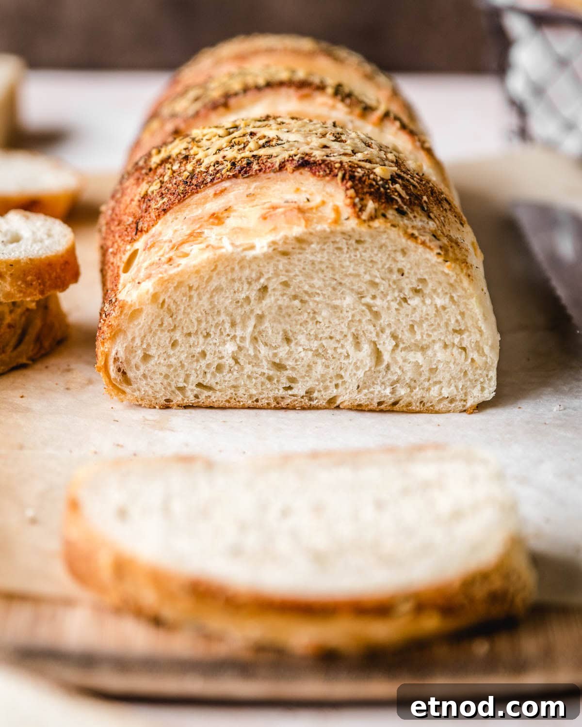 Crusty Italian Herb Cheese Bread — Same-Day or Overnight Recipe 13 Slice bread and serve with dinner.