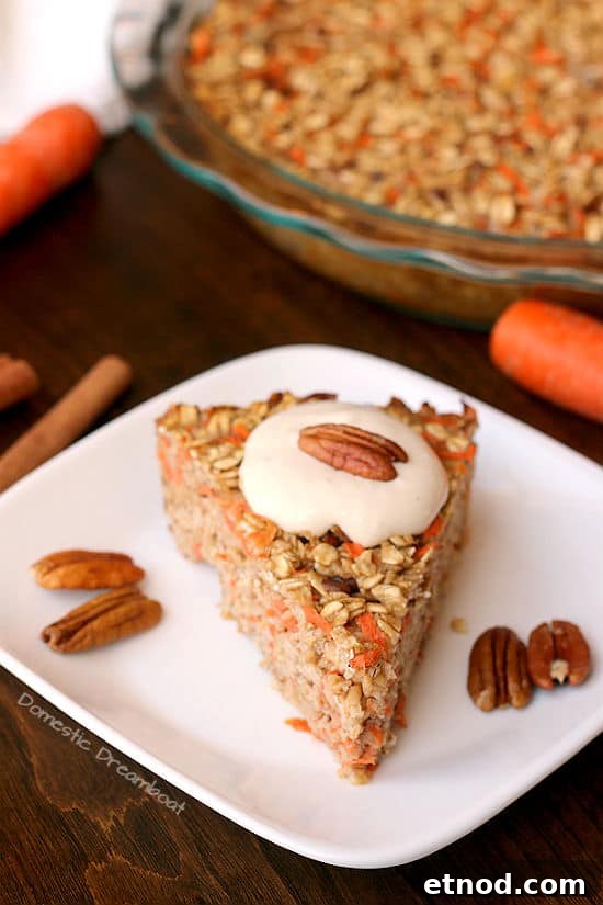 Carrot Cake Baked Oatmeal with Cream Cheese Topping