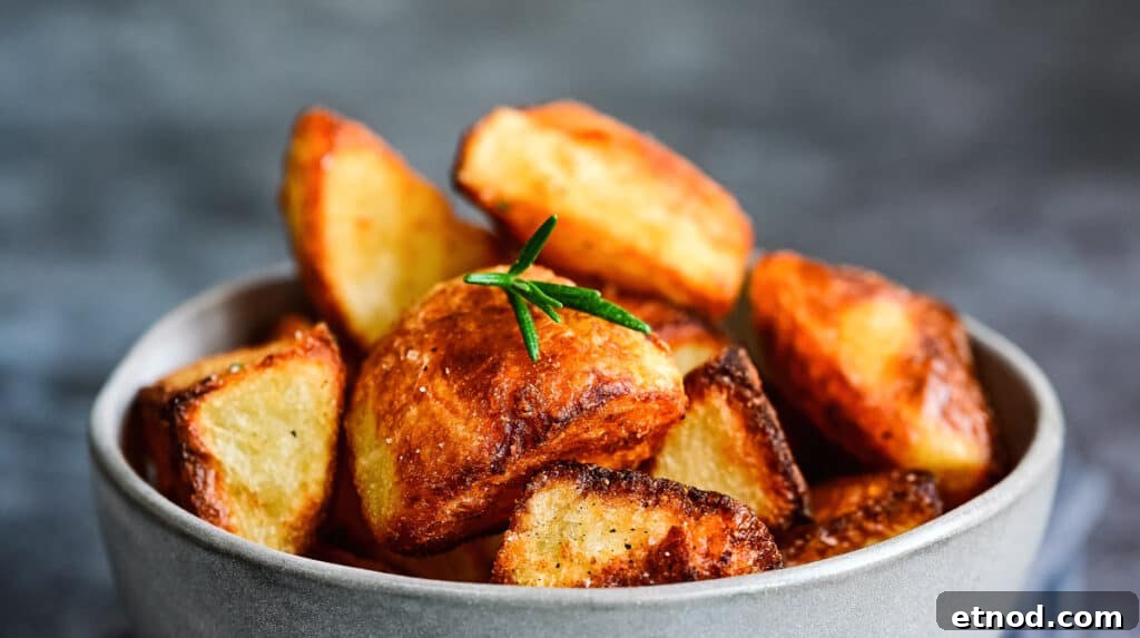 Crispy Roast Potatoes Cooked in Goose Fat 9 Close up on roast potatoes