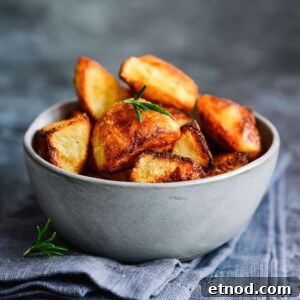 Crispy Roast Potatoes Cooked in Goose Fat 10 Bowl of crispy golden roast potatoes