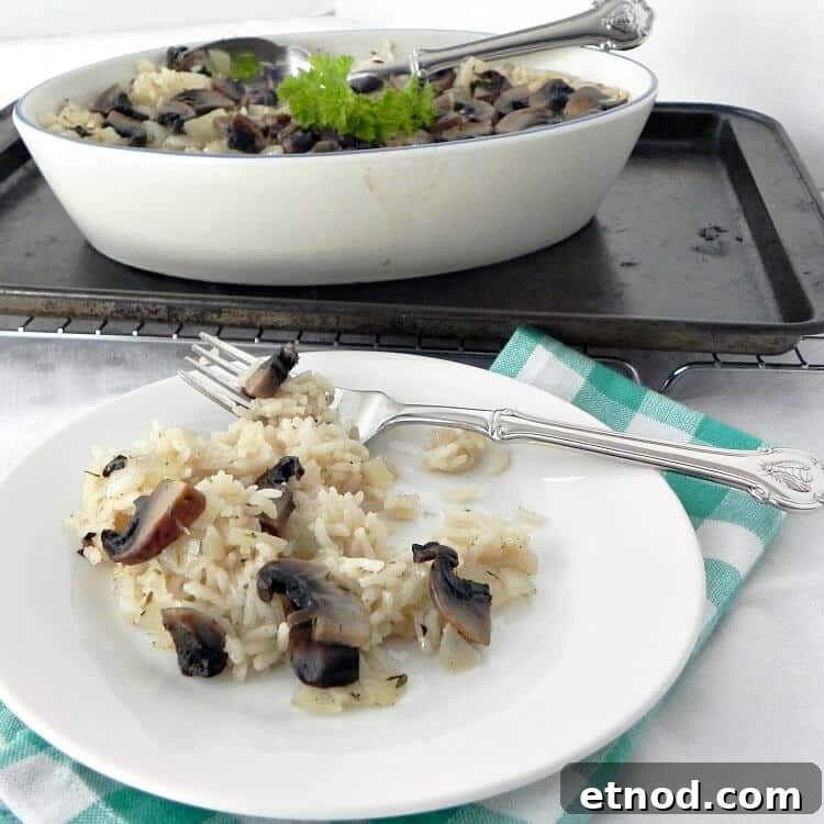 Easy Baked Rice with Mushrooms