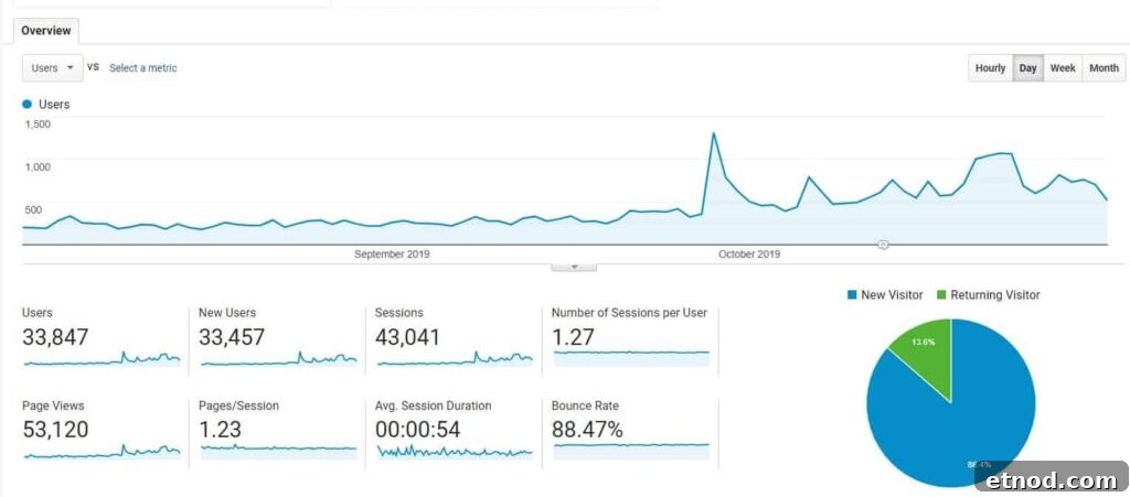 Food Blog Traffic and Revenue Report Q4 Year 1 3 Traffic report for The Fiery Vegetarian August September and October 2019