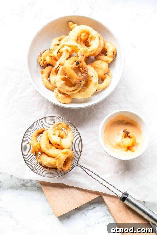 Super easy crispy onion rings. Great to serve as a side dish or a snack with a tasty dip sauce.