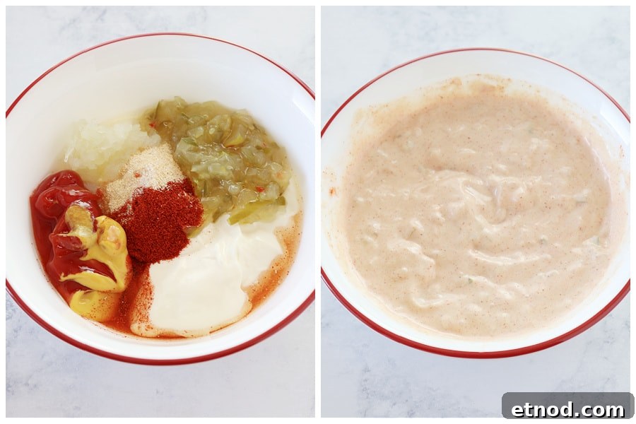 How to make Big Mac sauce from scratch. Ingredients for the Big Mac sauce in a bowl.