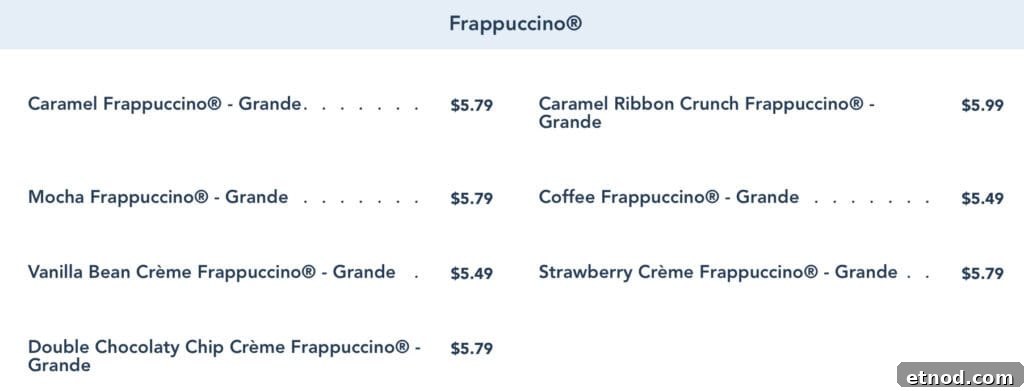 Main Street Bakery: Artisan Breads, Pastries & Coffee Near You 5 Frappuccino drink menu.