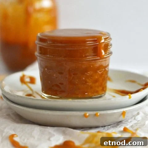 cookie butter caramel in a jar on a plate