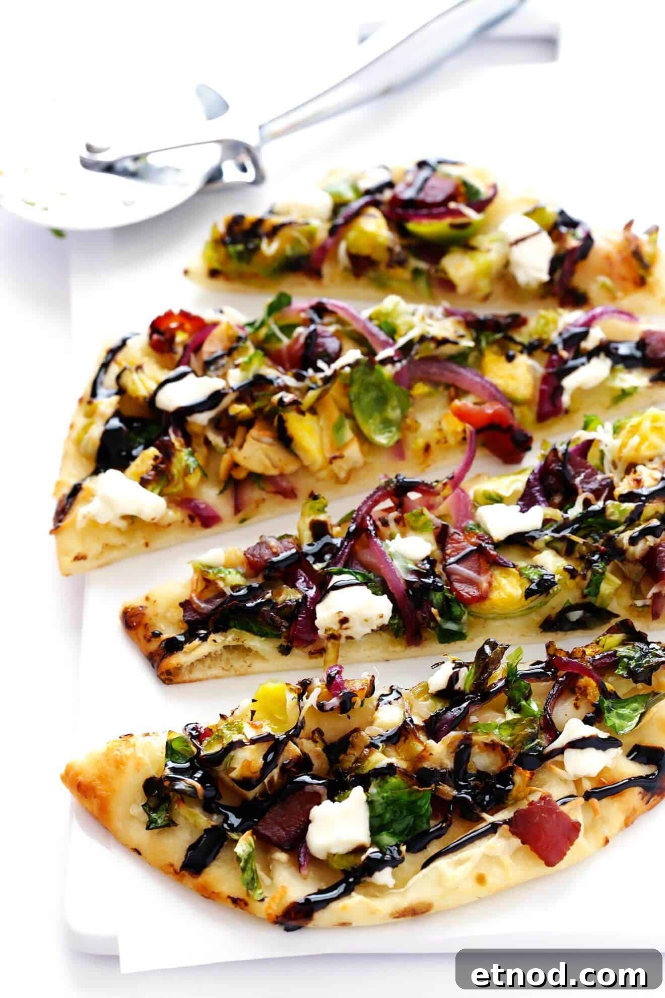 Crispy Bacon and Brussels Sprouts Flatbread Recipe 3 These delicious Brussels Sprouts and Bacon Flatbread Pizzas are quick and easy to make, and SO flavorful! | gimmesomeoven.com