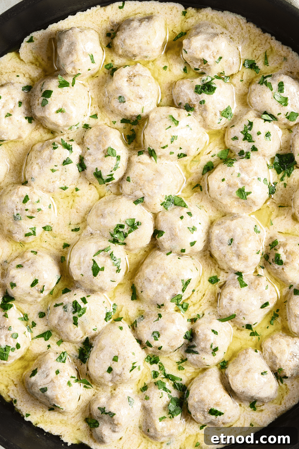 creamy swedish meatballs topped with parsley
