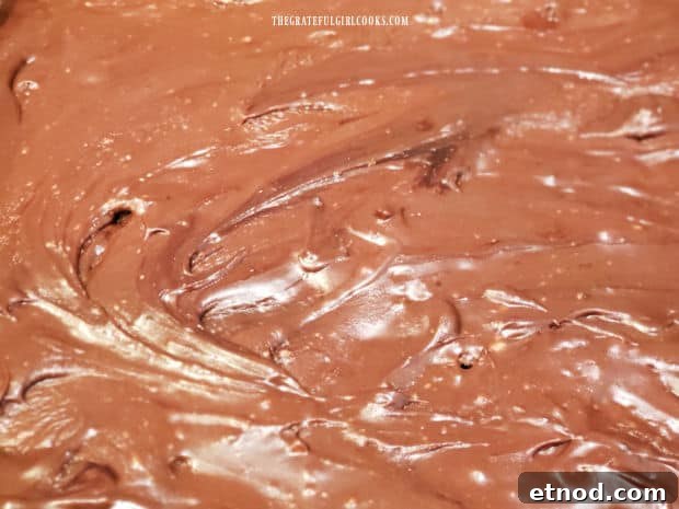Chocolate Peanut Butter Brownies - The Grateful Girl Cooks! Holes are poked in the brownies, then they're covered with chocolate frosting.