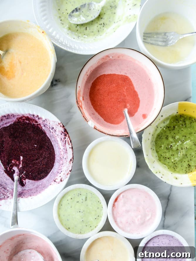 Rainbow Fruity Frozen Yogurt Popsicles: Refreshing Summer Treat 4 rainbow froyo pops I howsweeteats.com