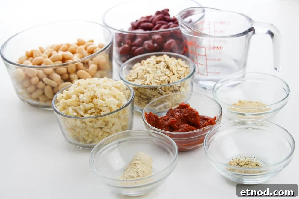ingredients for plant-based burgers