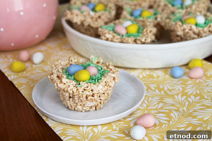 Spring Rice Krispie Treat Nests for Easter Desserts 3 Spring Rice Krispie Nests