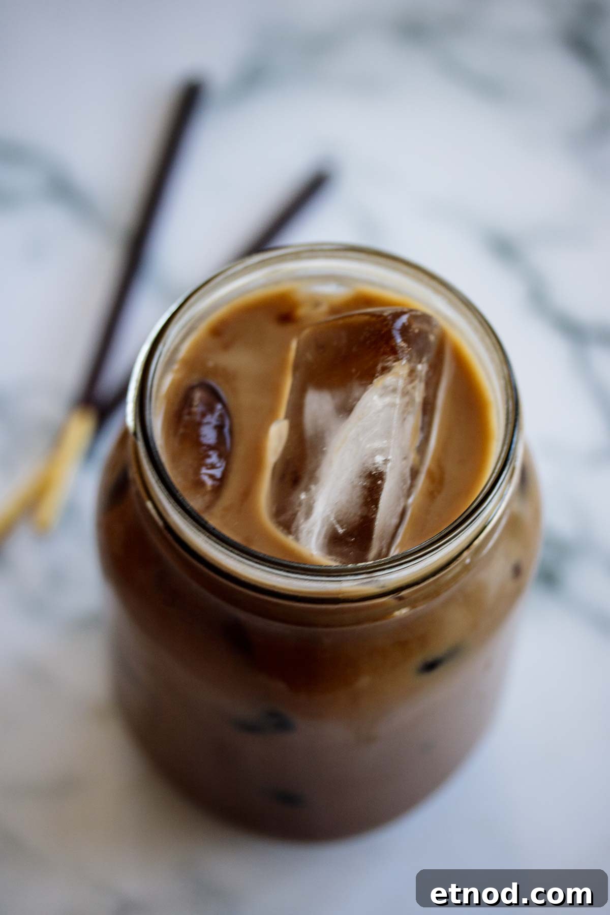 Iced Chocolate Almond Milk Shaken Espresso Recipe 4 Close up on Starbucks copycat new drink.