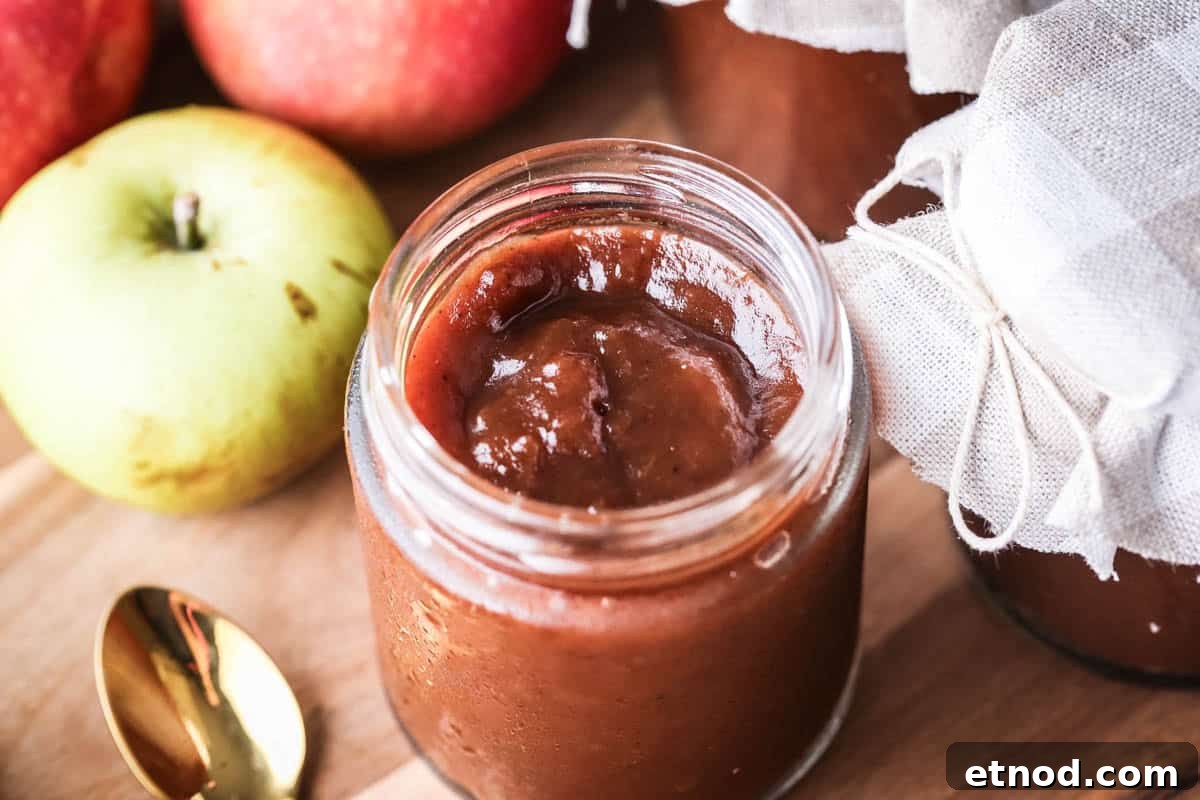 Homemade Oven-Baked Apple Butter Recipe for Spreads & Gifts 10 Apple Butter in a jar.