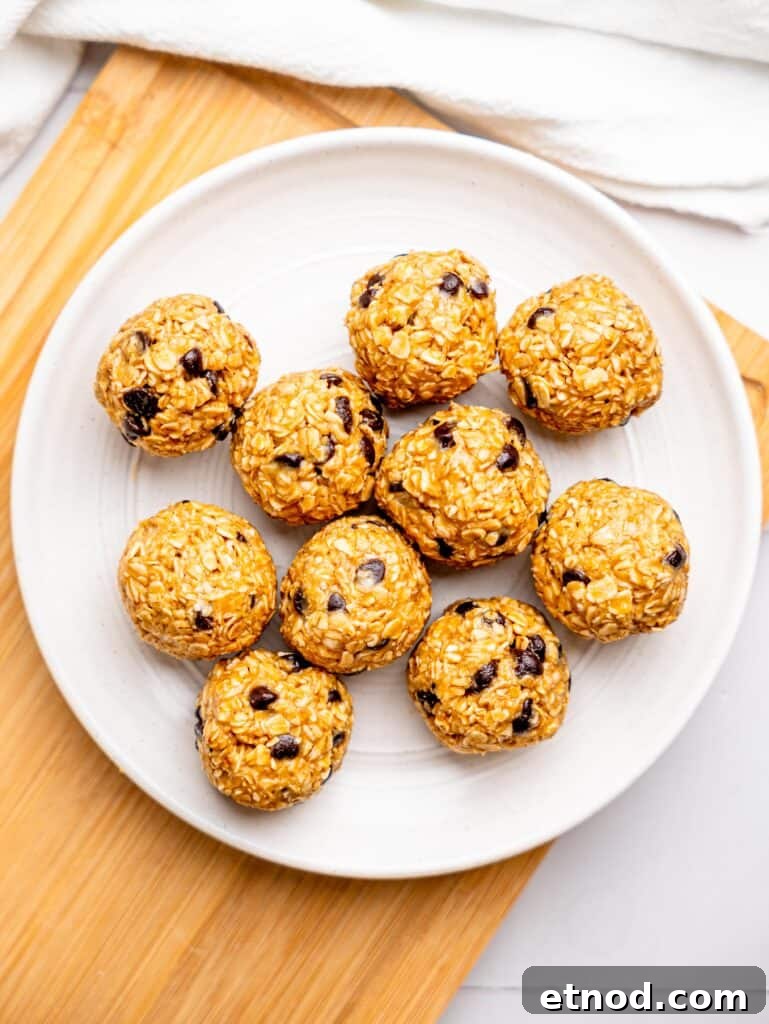 3 Ingredient Peanut Butter Oatmeal Balls on a plate.