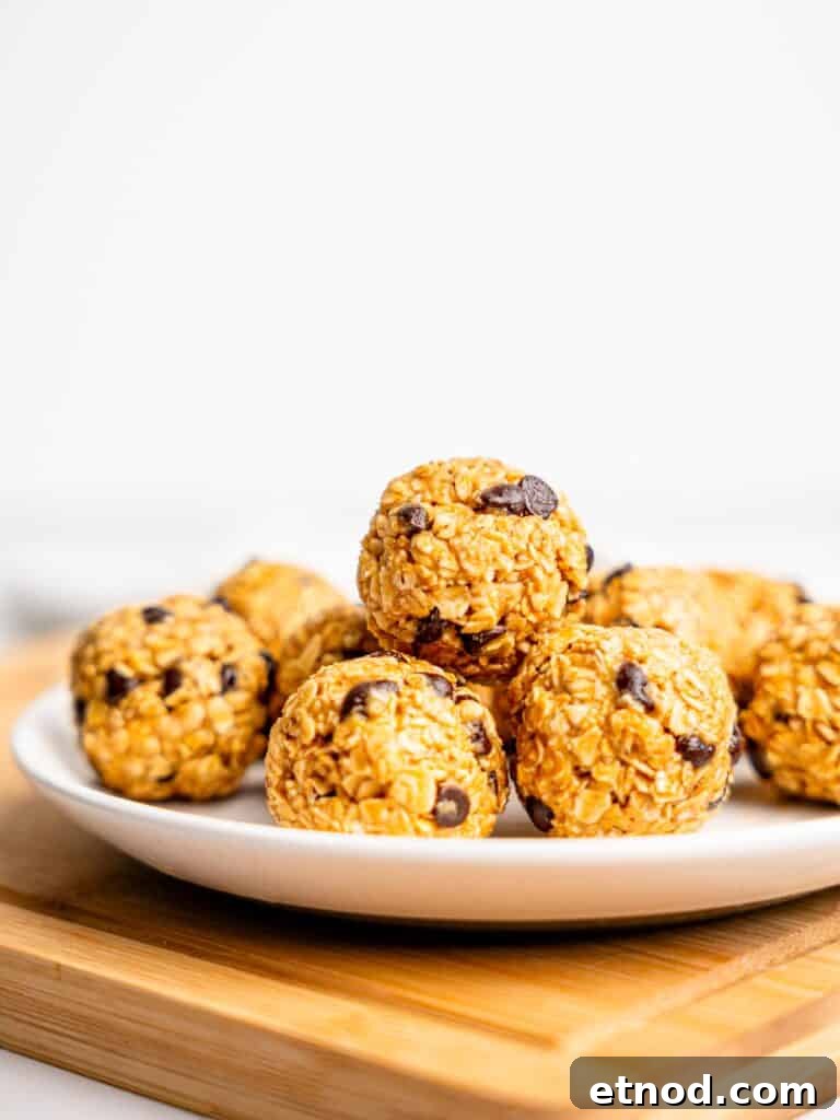 3 Ingredient Peanut Butter Oatmeal Balls on a plate.