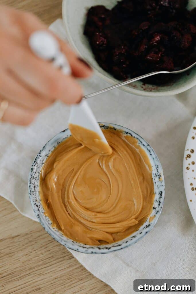 A bowl of homemade peanut butter.