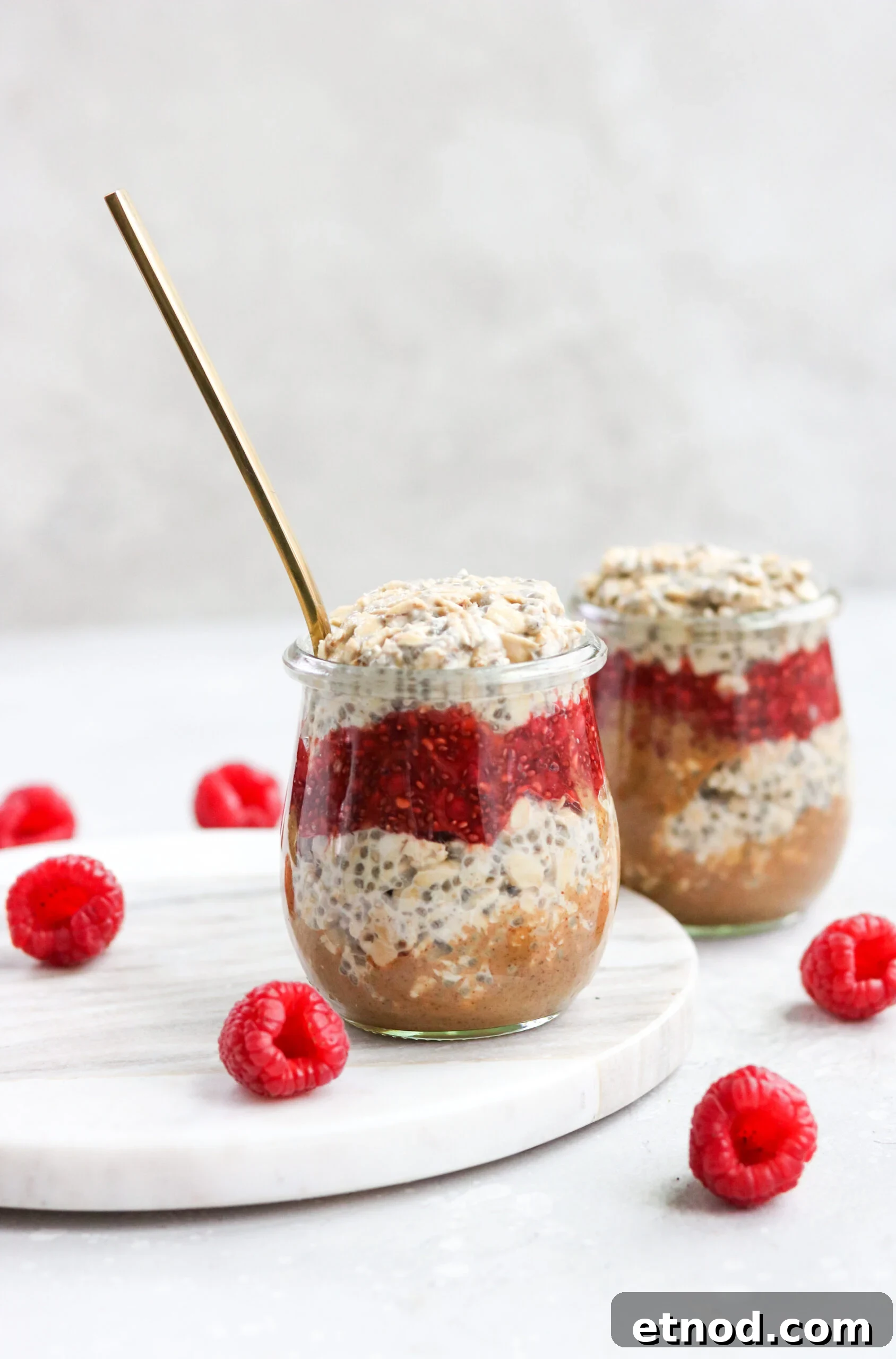 almond butter raspberry chia jam overnight oats