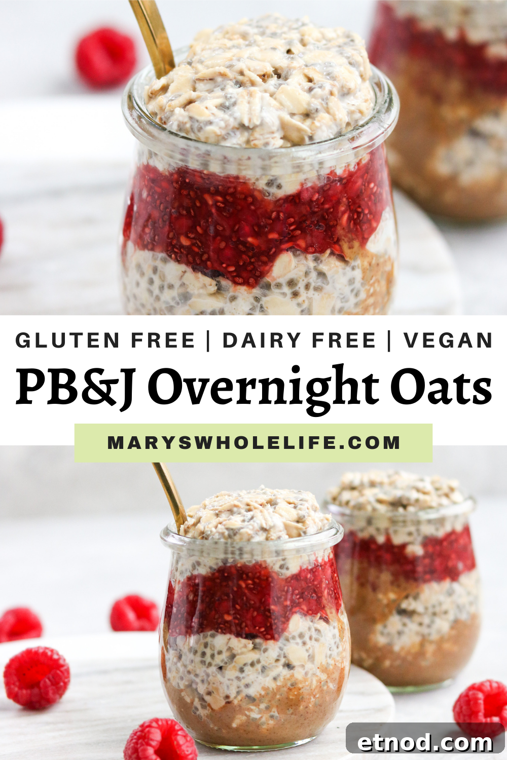 PB&J Overnight Oats (gluten free, vegan)