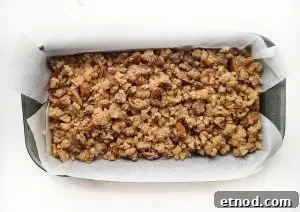 Crunchy Banana Nut Loaf Recipe for Home Bakers 5 banana nut crunch batter ready for the oven