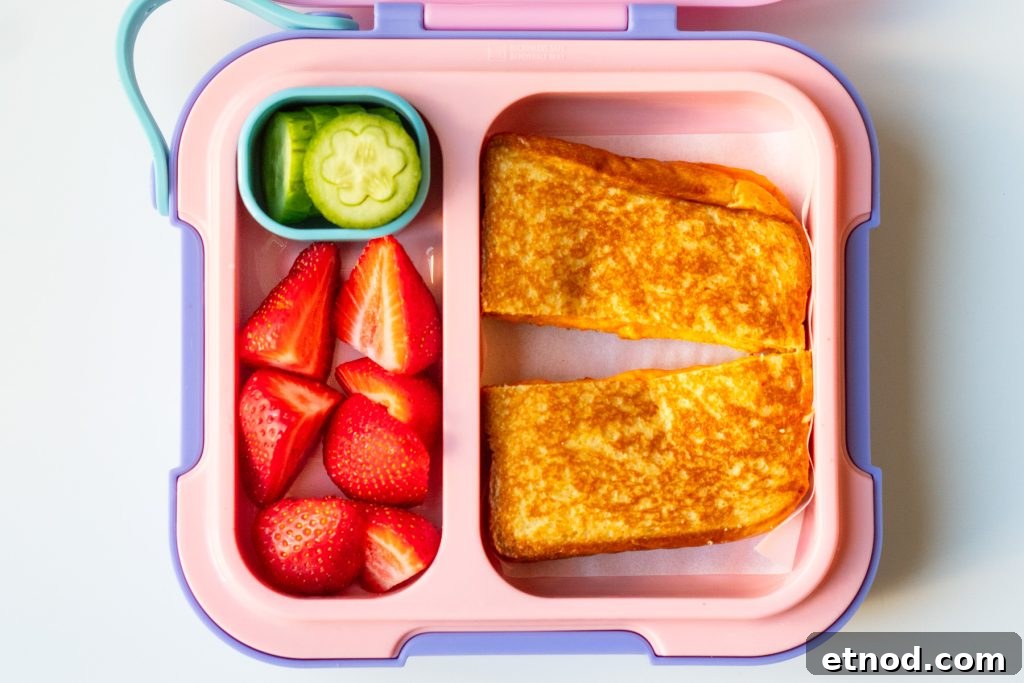 red pepper grilled cheese in a lunchbox