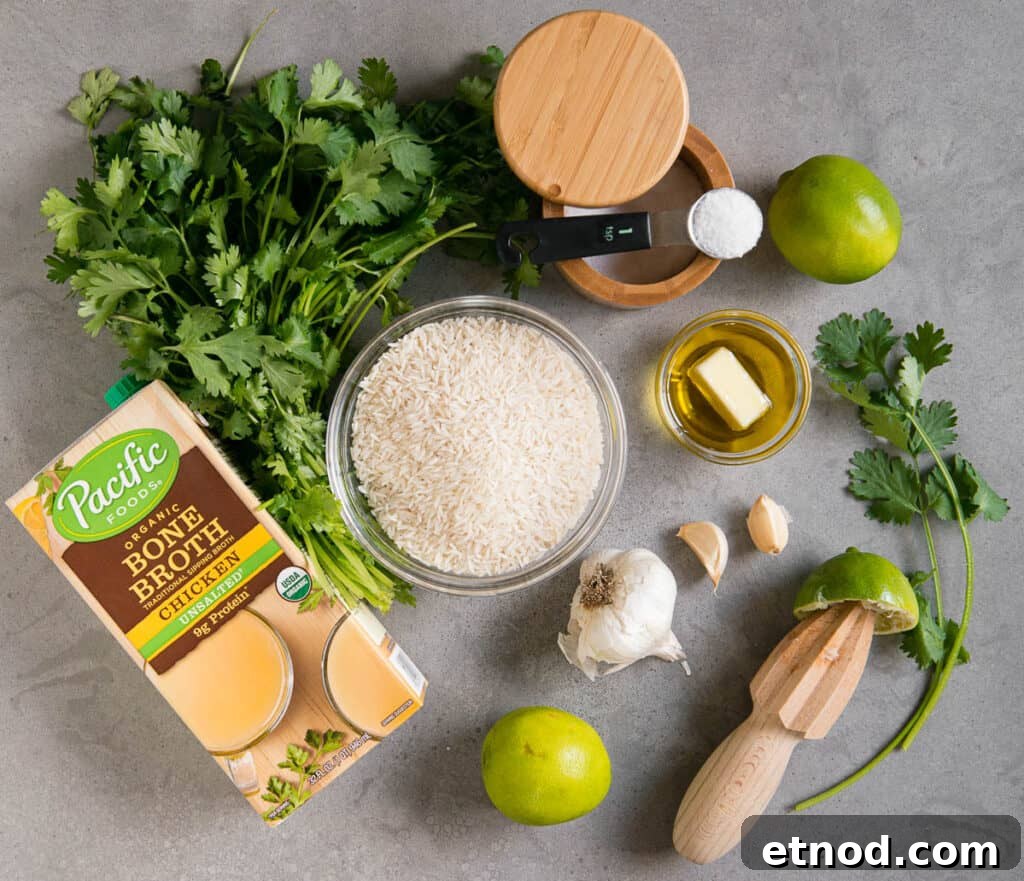 ingredients needed to make Cilantro Lime Rice
