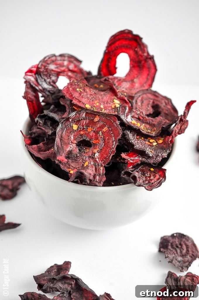 Spicy Sriracha Beet Chips Recipe for Crispy Homemade Snacks 2 Sriracha Beet Chips spicy and perfectly crisp, made in the dehydrator.
