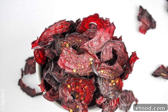 Spicy Sriracha Beet Chips Recipe for Crispy Homemade Snacks 5 Made in the dehydrator, these Sriracha Beet Chips are a snacktastic blend of crisp, spicy, sweet and downright pretty.