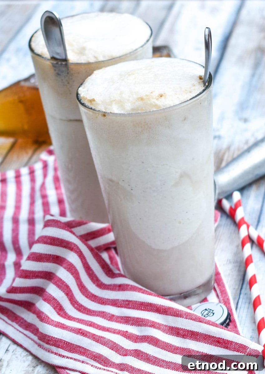 Cream Soda Float Recipe: Refreshing Homemade Ice Cream Soda 6 two cream soda ice cream floats in tall glasses