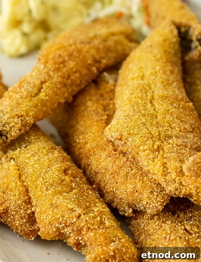 Southern Pan-Fried Whiting Recipe: Crispy, Flavorful Fish 7 Southern fried fish on a plate with coleslaw