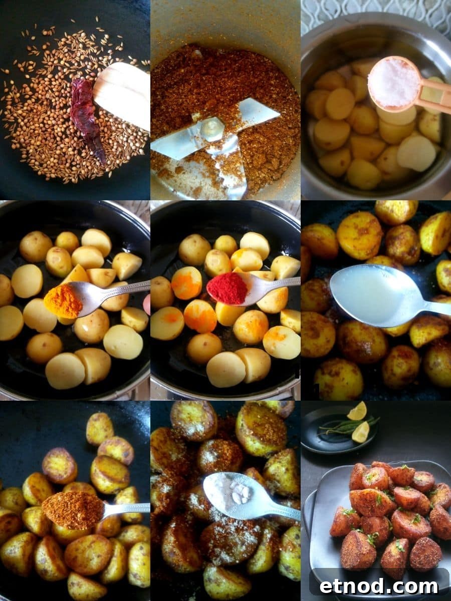 Crispy Masala Roasted Baby Potatoes Recipe 3 Masala Roasted Potato Recipe with Step by step images