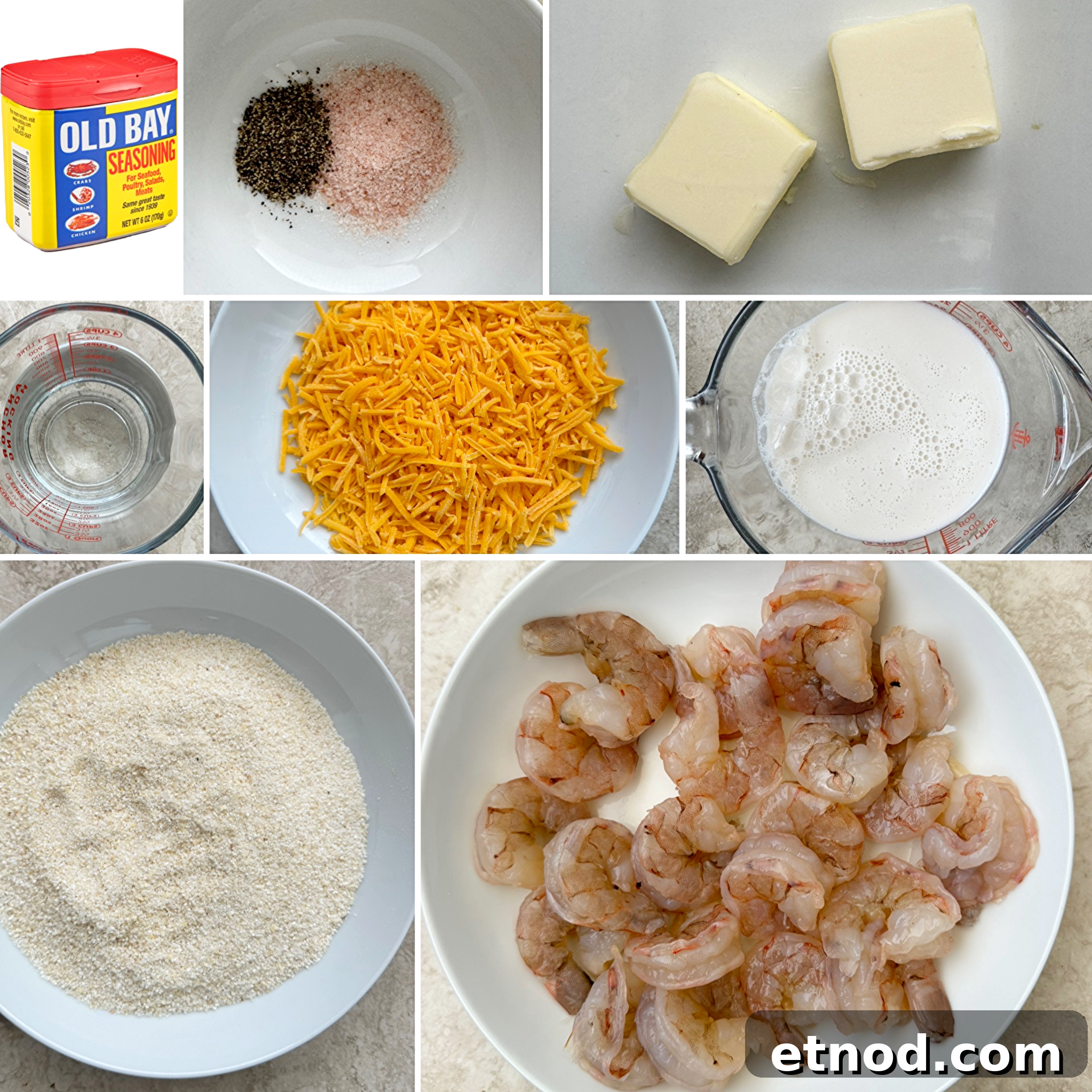 Creamy Slow Cooker Shrimp and Grits Recipe 3 collage of ingredients for slow cooker shrimp and grits
