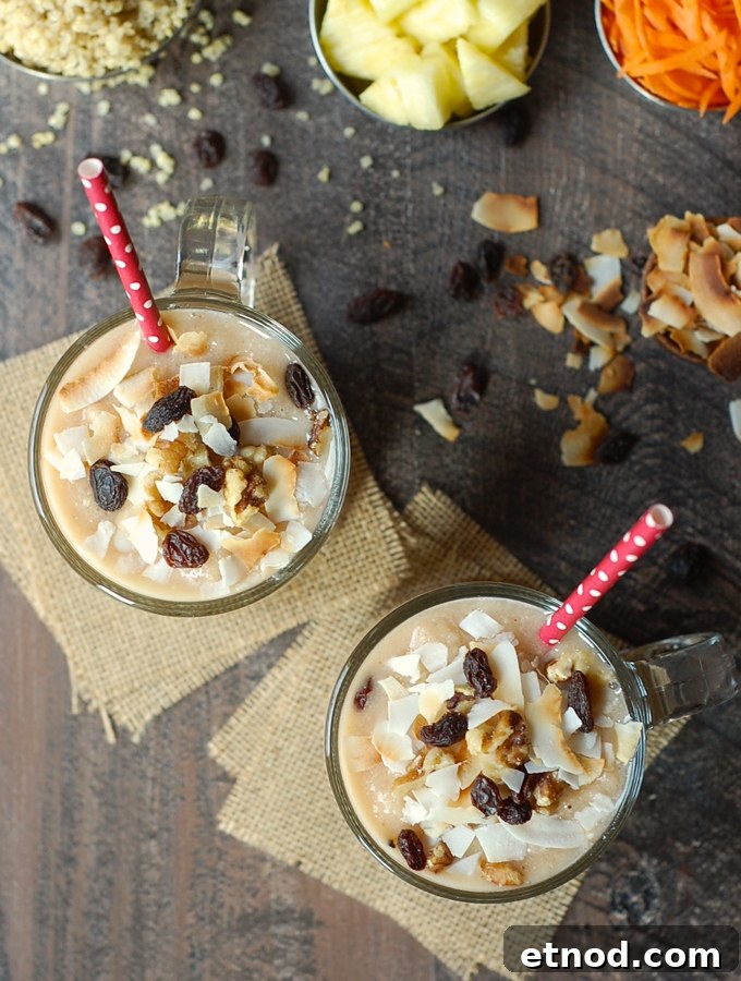 banana, carrot, and pineapple smoothie with quinoa