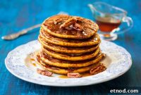 Fluffy Pumpkin Pancakes with Warm Cinnamon Maple Syrup