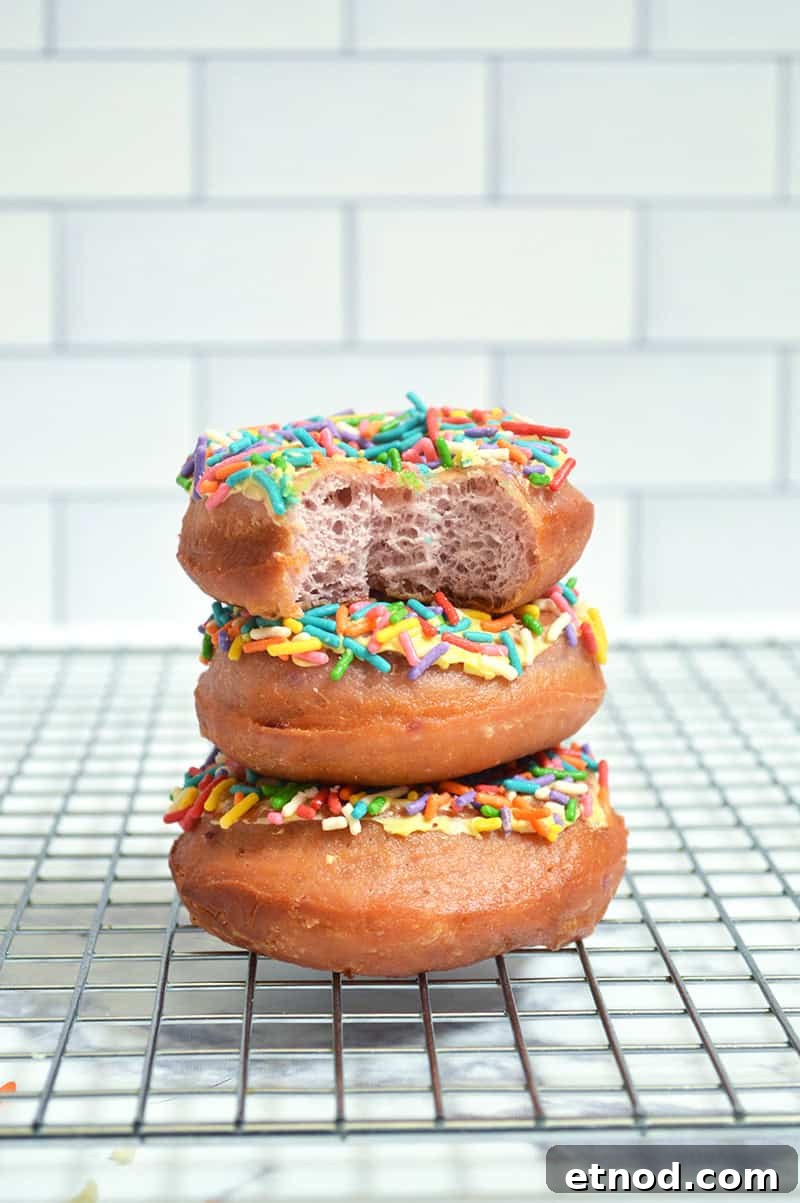 Purple Sweet Potato Donuts: Fluffy Ube-Inspired Homemade Recipe 10 purple sweet potato doughnuts with sprinkles