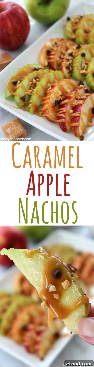 Caramel Apple Nachos Recipe — Sweet, Crunchy Fall Dessert 10 Caramel Apple Nachos - Long Pin
