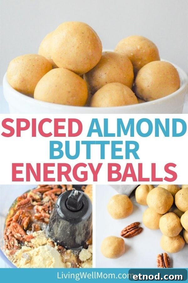 Spiced Almond Butter Energy Bites for Quick Snacks 7 collage of photos of spice almond butter energy balls in process