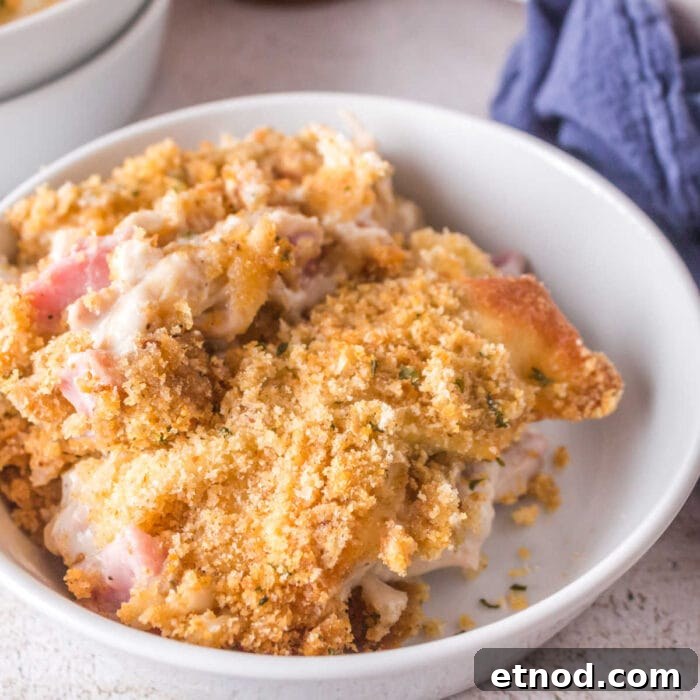 10 Simple Dishes You Can Make with a Can of Soup 14 A serving of cordon bleu casserole in a bowl.