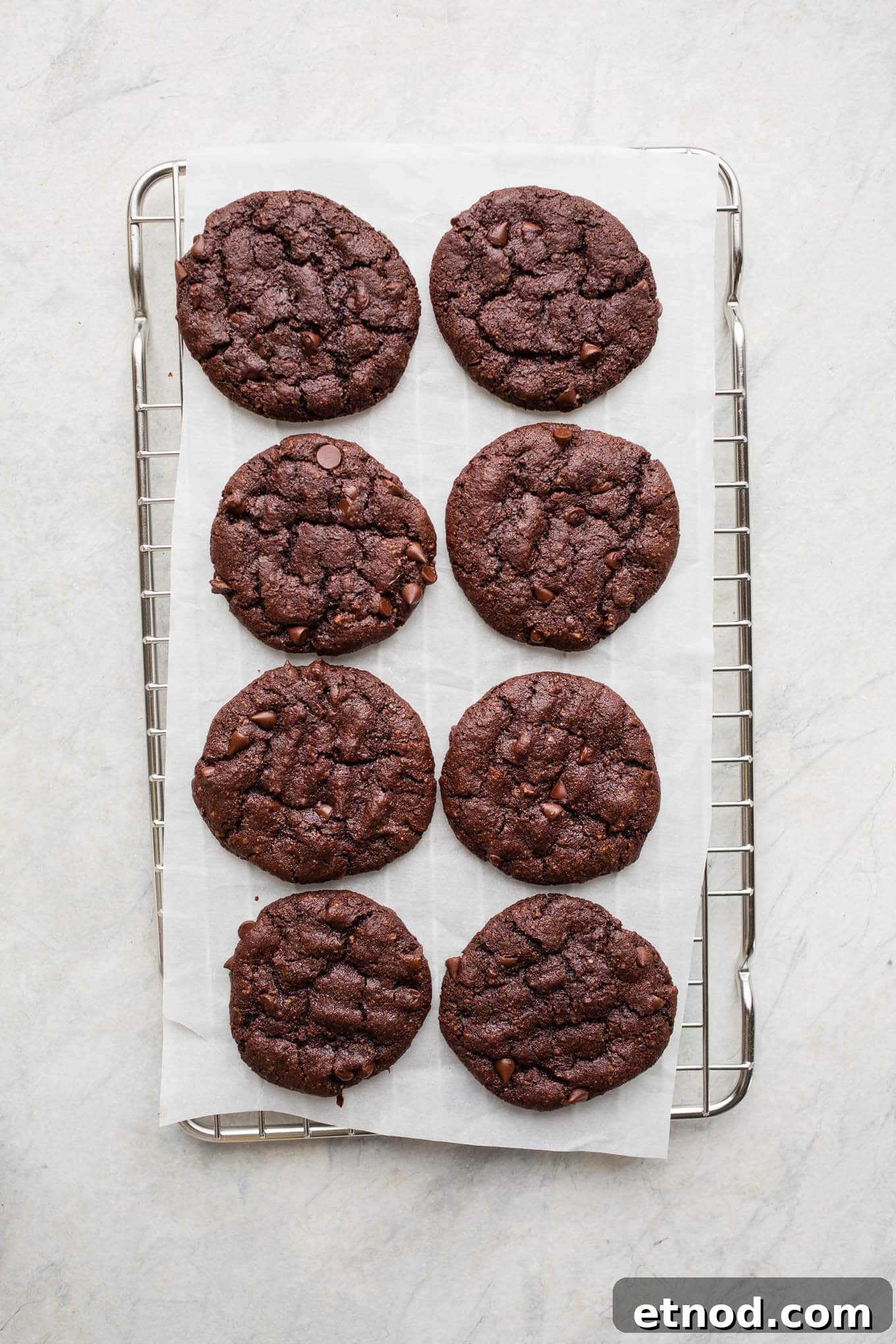 Double Chocolate Chip Hazelnut Cookies on tray