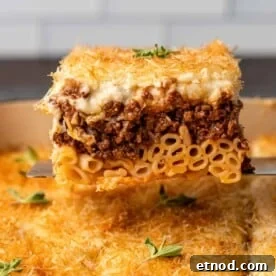 Authentic Greek Pastitsio Recipe: Classic Baked Pasta with Bechamel 16 slice of greek lasagna shown close up