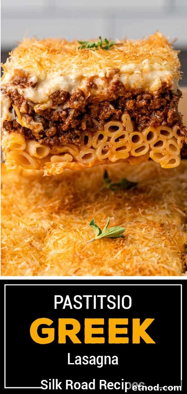 Authentic Greek Pastitsio Recipe: Classic Baked Pasta with Bechamel 17 titled image (and shown): pastitsio greek lasagna