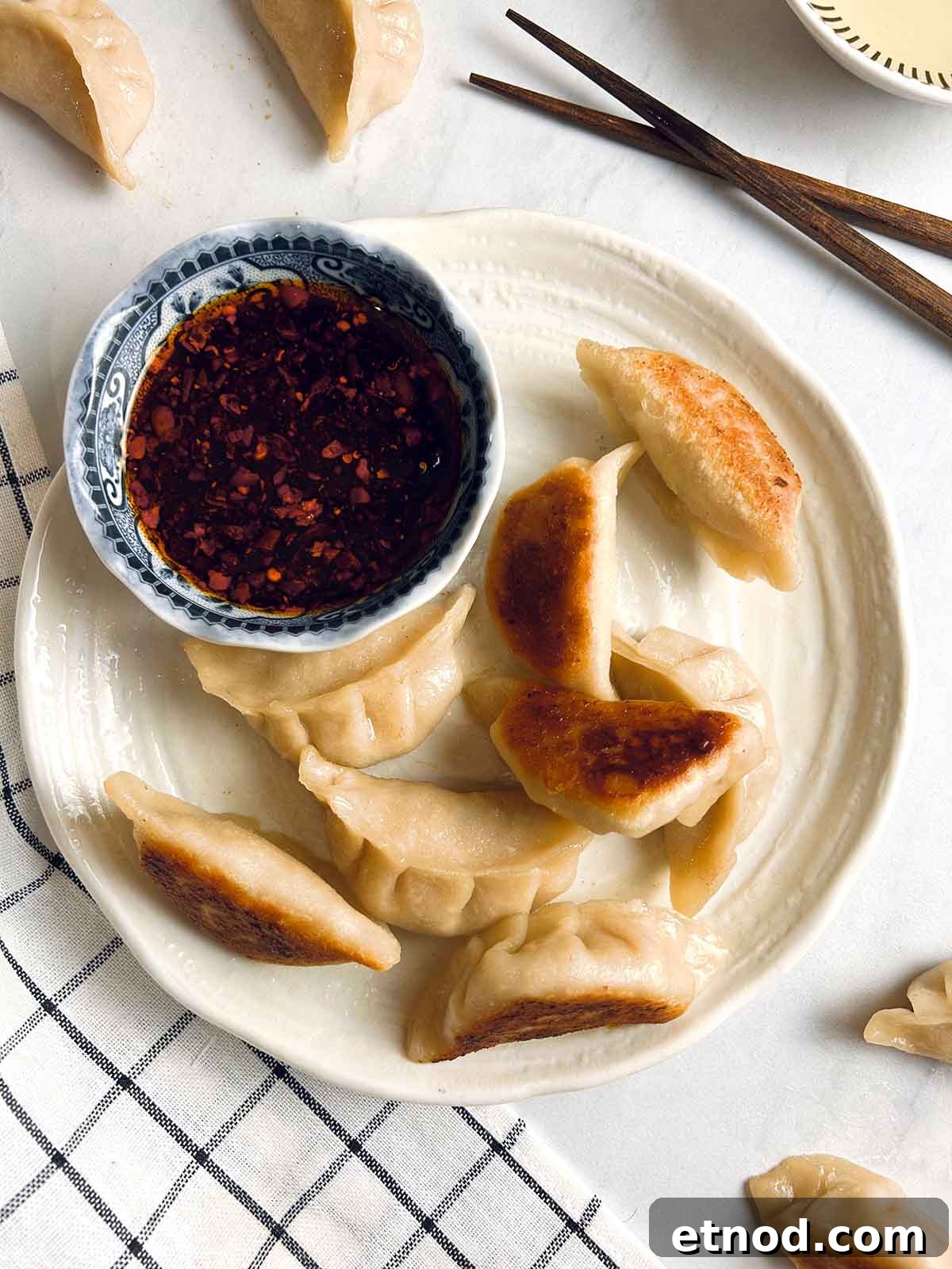 chicken dumplings on plate