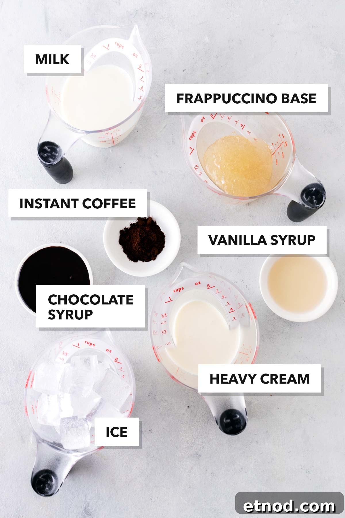 How to Make a Starbucks Mocha Frappuccino at Home 4 Mocha Frappuccino ingredients.