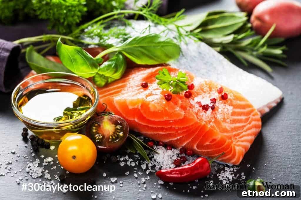 30-Day Keto Reset Challenge: Reclaim Energy & Trim Inches 2 healthy salmon with fresh herbs